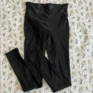 Spanx XS black shiny leggings